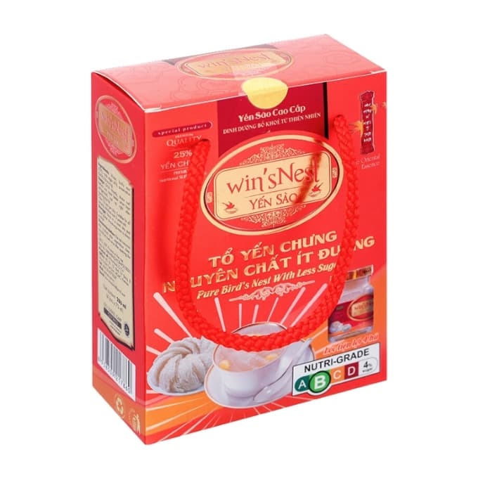 Lốc tổ yến chưng nguyên chất ít đường 25% Win'snest hũ 70ml (4 Hũ)