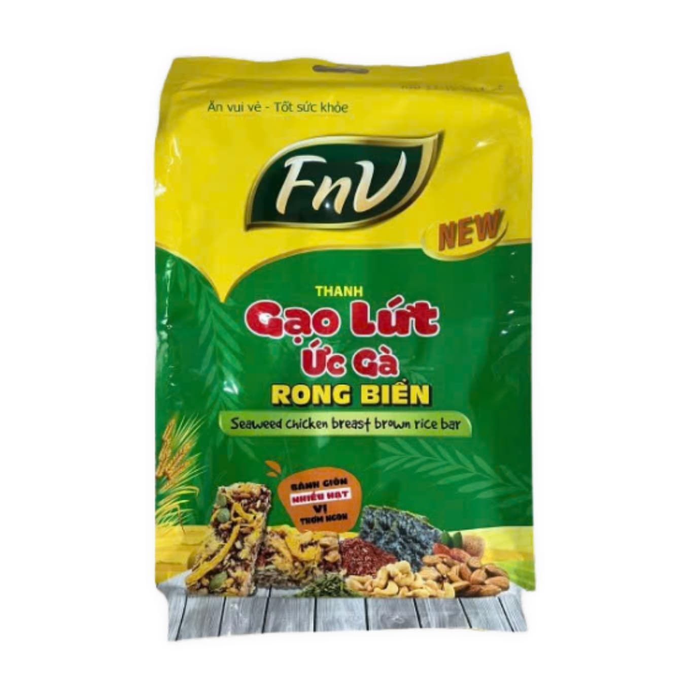 Thanh gạo lứt ức gà rong biển FNV gói 6 thanh x 12g (1 Gói)