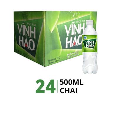 Thùng nước khoáng có ga tự nhiên Vĩnh Hảo 500ml (24 Chai)