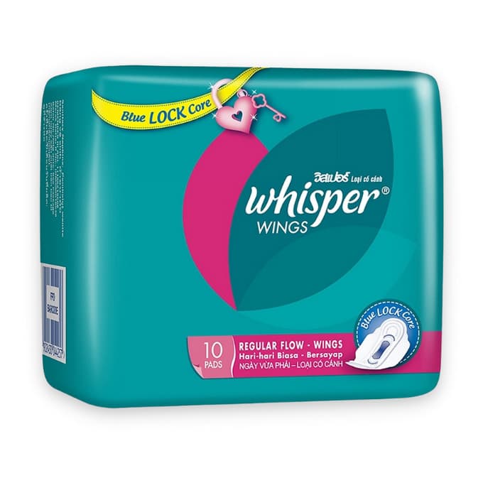 Băng vệ sinh siêu bảo vệ có cánh 23cm Whisper gói 10 miếng