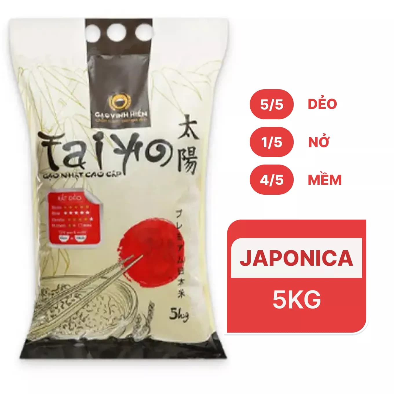 Gạo Nhật Taiyo Vinh Hiển túi 5kg (1 Túi)