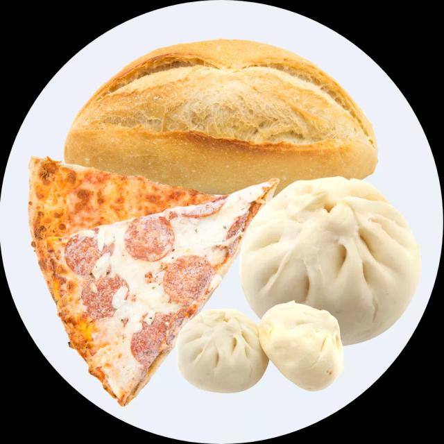 Bánh bao, bánh mì, pizza