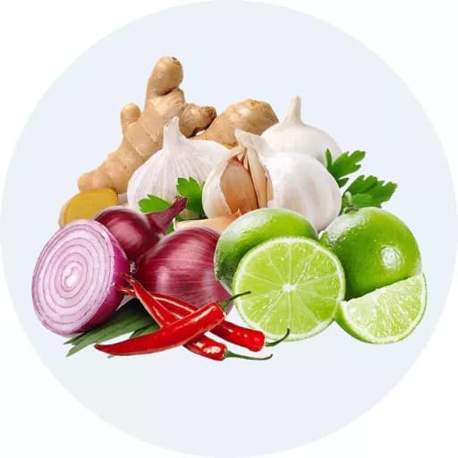 Chanh, tỏi, ớt, hành, gia vị