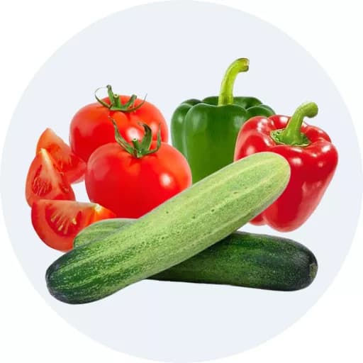 Cà chua, dưa leo, ớt chuông