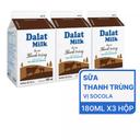 Combo sữa tươi thanh trùng socola Đà Lạt Milk hộp 180ml (3 Hộp)