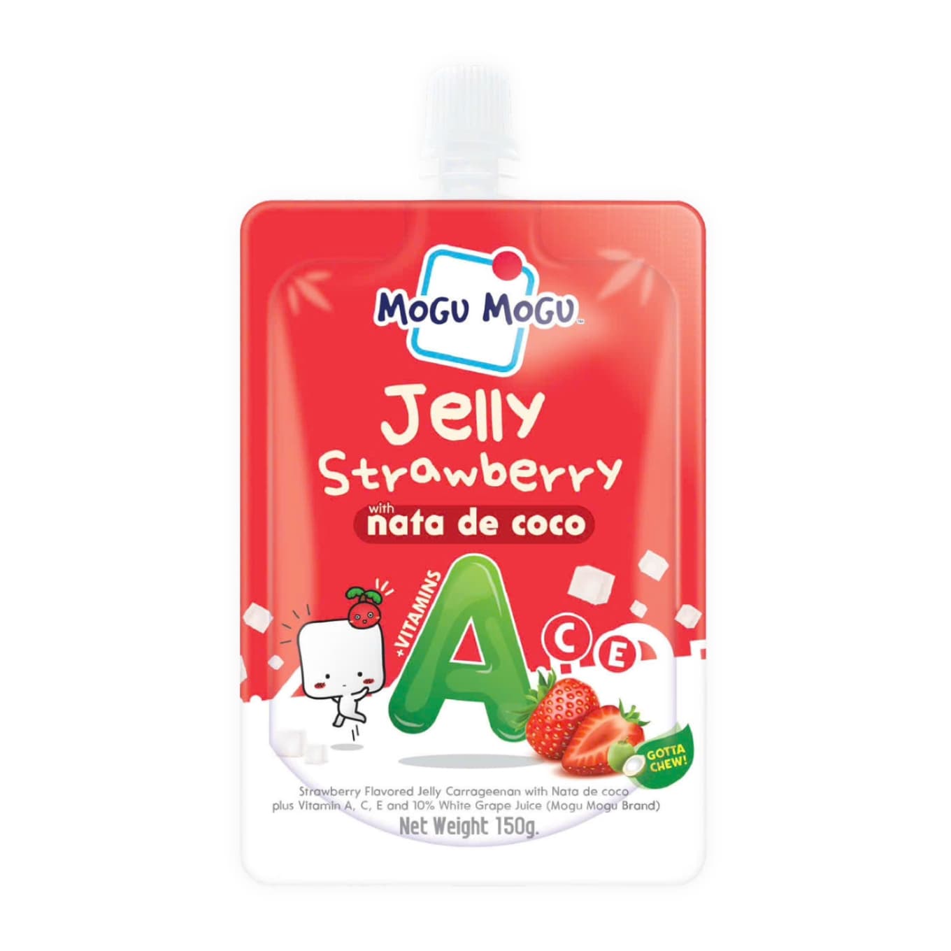 Nước uống vị dâu với thạch dừa Mogu Mogu túi 150g (1 Túi)