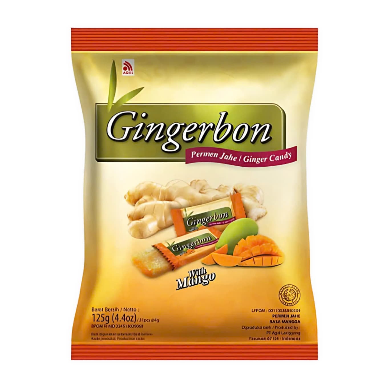 Kẹo gừng xoài Gingerbon gói 125g (1 Gói)