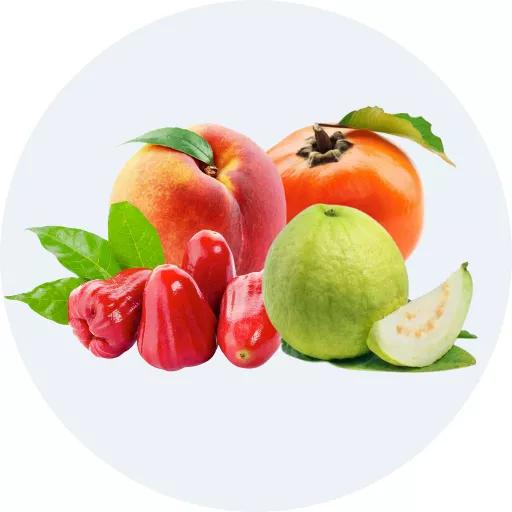 Đào, mận, hồng, ổi