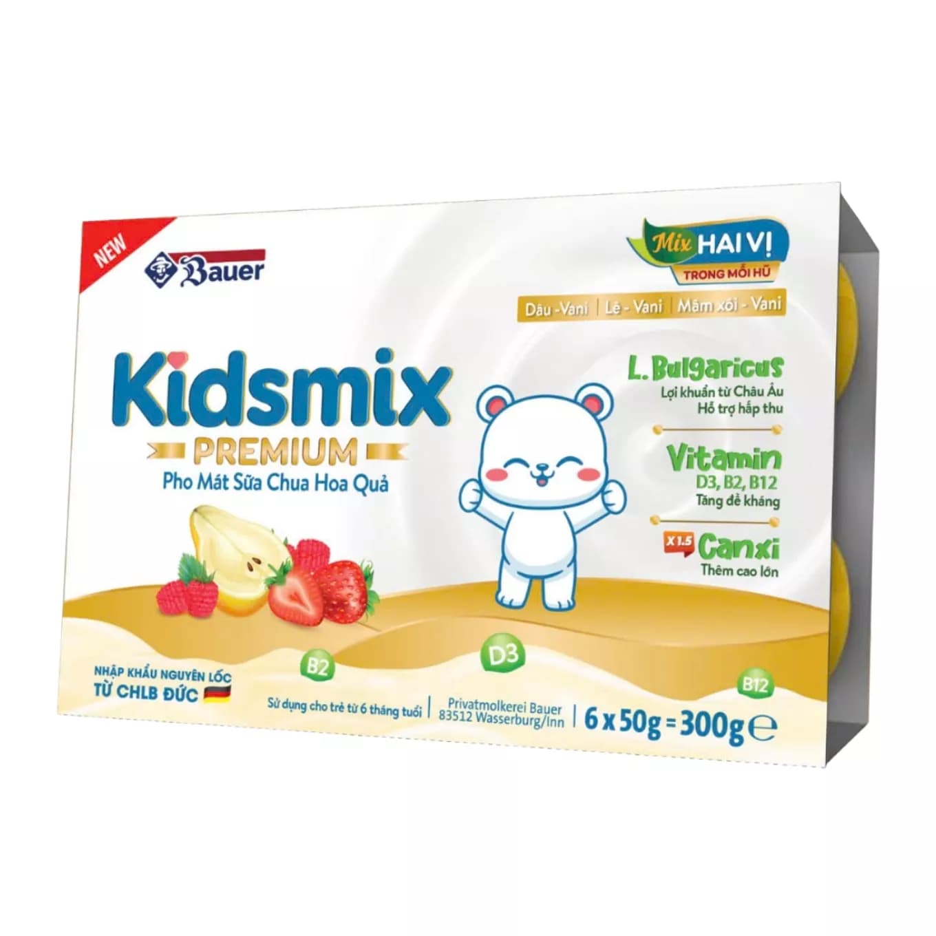 Lốc phô mát Premium Kids Mix hộp 50g x 6 (1 Lốc)