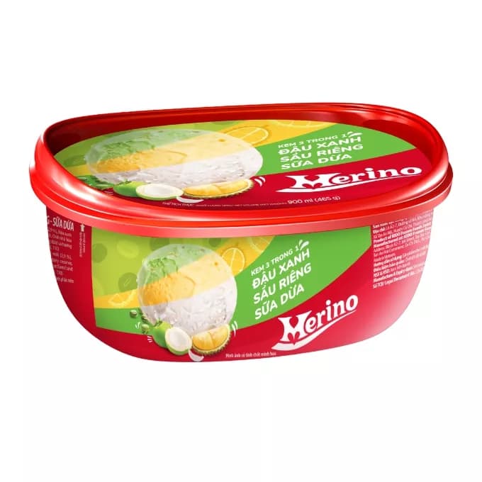 Kem 3in1 đậu xanh - sầu riêng - sữa dừa Merino hộp 900ml (1 Hộp )