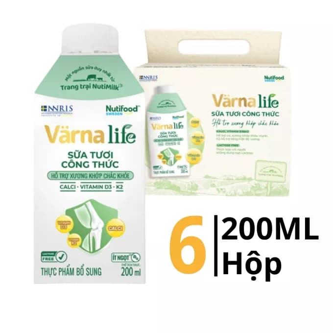 Lốc thực phẩm bổ sung sữa tươi công thức Varna Life hộp 200ml (6 Hộp)